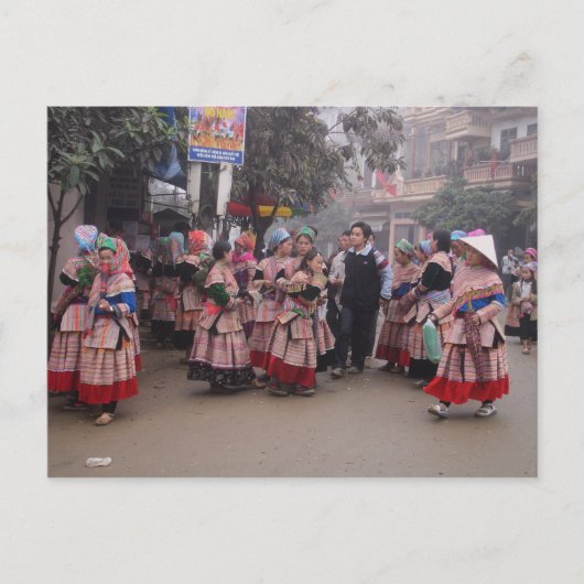 フラワーモンが市場に出回る ポストカード (正面)