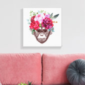 フラワーモンキー顔 キャンバスプリント (インサイチュ (リビング))
