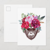 フラワーモンキー顔 ポストカード (正面/裏面)