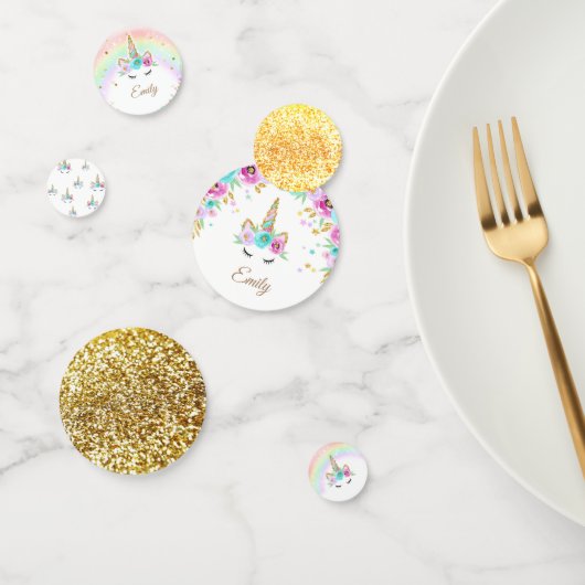 フラワーユニコーンのコンフェッティ(虹とスパークル付き) コンフェッティ (グループ)