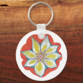 フラワーヨガマンダラボタンキーリング キーホルダー (正面)