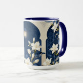 フラワーライス アーチ マグ | ミッドナイト & アイボリー (正面右)