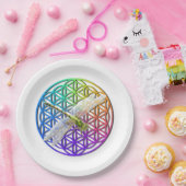 フラワーライフもしドラゴンフライのアートの神聖なジオメトリ ペーパープレート (パーティー)