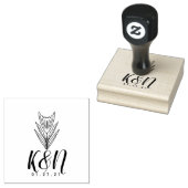 フラワーラインアートミニマルイニシャルロゴウェディング ラバースタンプ (押印)