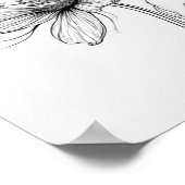 フラワーラインスケッチ(白黒) ポスター (角)