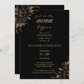 フラワーライン グラス ハニームーンパーティー 招待状 (正面/裏面)