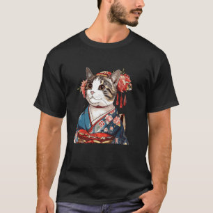 フラワーラバー ビンテージ 子猫 和風アート 芸者 猫 Tシャツ