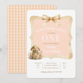 フラワーラビットガールパーティーテンプレート 招待状 (正面/裏面)