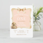 フラワーラビットガールパーティーテンプレート 招待状 (スタンド正面)