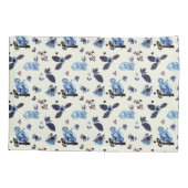 フラワーラビットモンキーブルーホワイトヴィンテージ 枕カバー (裏面)