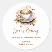 フラワーラブがコーヒーをブレンド ブラウンコーヒーのブライダルシャワー ラウンドシール (正面)