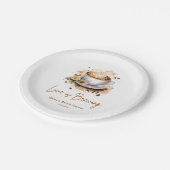 フラワーラブがコーヒーをブレンド ブラウン コーヒー ブライダルシャワー ペーパープレート (アングル)