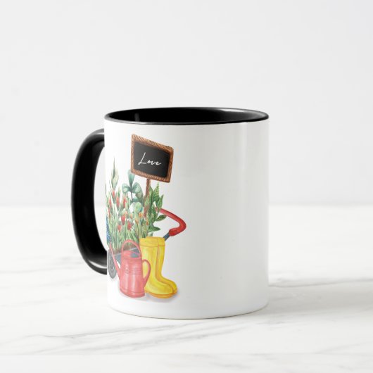 フラワーラブチューリップ散水缶ゴムブーツ マグカップ (正面左)