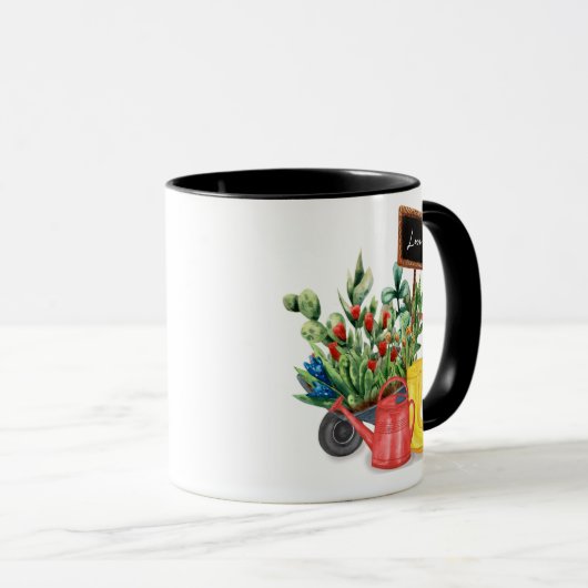 フラワーラブチューリップ散水缶ゴムブーツ マグカップ (正面右)