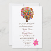 フラワーラブツリーピンクフラワー結婚式招待状 招待状 (正面)