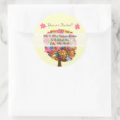 フラワーラブツリーピンク結婚フラワーズシール ラウンドシール (バッグ)