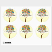 フラワーラブツリー結婚式用シール ラウンドシール (シート)