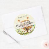 フラワーラブツリー結婚式用シール ラウンドシール (封筒)