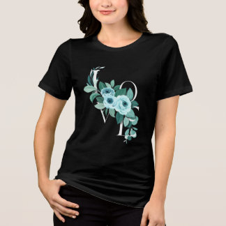 フラワーラブ ブラックTシャツ | ロマンティックフラワーのおしゃれTシャツ トライブレンドTシャツ