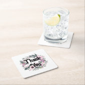 フラワーラベルサンキューリースクラスコケット スクエアペーパーコースター (インサイチュ)