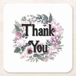 フラワーラベルサンキューリースクラスコケット スクエアペーパーコースター