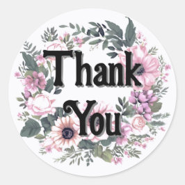 フラワーラベルサンキューリースクラスコケット ラウンドシール
