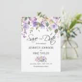 フラワーラベンダー パープルライラックの花の結婚式 セーブザデート (スタンド正面)