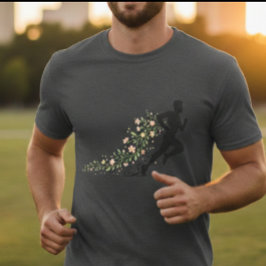 フラワーランナーのシルエット 美しい花のデザイン Tシャツ
