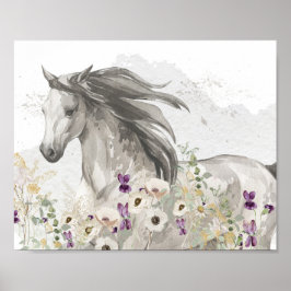 フラワーランニングフィールドの馬の ポスター