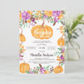 フラワーリトルパンプキン秋の水彩ベビーシャワー 招待状 (スタンド正面)