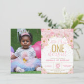 フラワーリトルミスオンデァフル 1歳の誕生日写真 招待状 (スタンド正面)