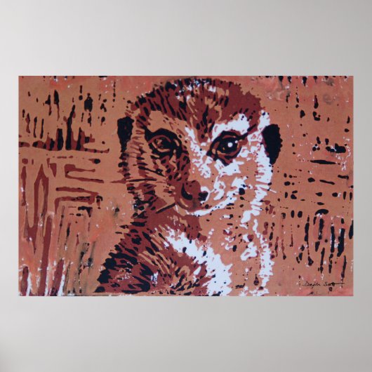 フラワーリノカット – アートプリント ポスター (正面)