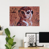 フラワーリノカット – アートプリント ポスター (ホームオフィス)