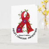 フラワーリボンハート病認識度Tシャツ カード (黄色い花)