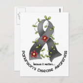 フラワーリボンパーキンソン病認識度ティー ポストカード (正面/裏面)