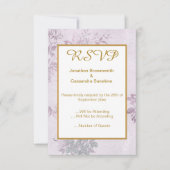 フラワーリラックパープルヴィンテージワエディングレスポンスRSVP 招待状 (正面)