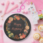 フラワーリースオンシャルボード誕生日紙プレート ペーパープレート (パーティー)