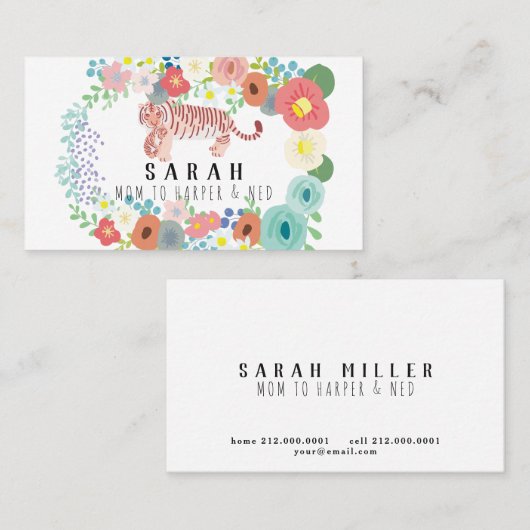 フラワーリースタイガーママ&カッブモーミー名刺 コーリングカード (正面/裏面)