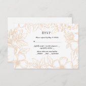 フラワーリースフレームエレガントな結婚式RSVPカード 出欠カード (正面/裏面)