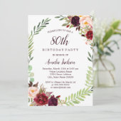 フラワーリースブルゴーニュ80誕生日 招待状 (スタンド正面)