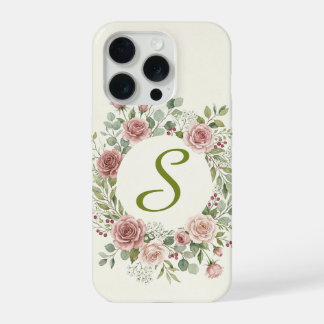 フラワーリースモノグラムS iPhoneケース | ブルッシュローズ iPhone 15 Proケース