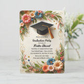 フラワーリース卒業パーティー招待状 招待状 (スタンド正面)
