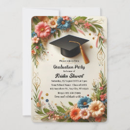フラワーリース卒業パーティー招待状 招待状