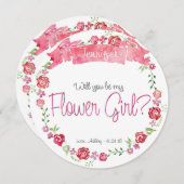 フラワーリース あなたは私のフラワーガール?カード 招待状 (正面/裏面)