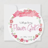 フラワーリース あなたは私のフラワーガール?カード 招待状 (正面)