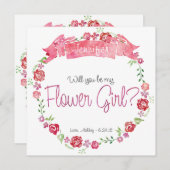 フラワーリース　あなたは私のフラワーガール？カード 招待状 (正面/裏面)