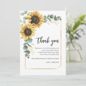 フラワーリーフひまわりスクリプト ブライダルシャワー サンキューカード (スタンド正面)
