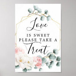 フラワーリーフラブイズスウィートギフトサイン ポスター