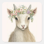フラワーリー アニマル ヤギ ボヘミア スクエアシール (正面)