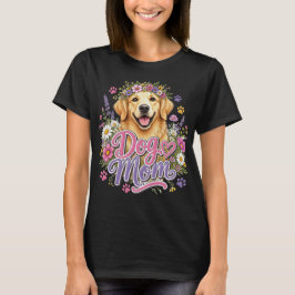 フラワールドッグラバーの水彩子犬デザイン Tシャツ
